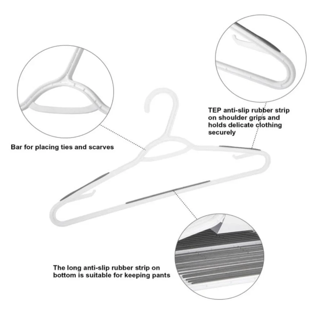 15-pack bendable plastic, lightweight hangers with non-slip grips